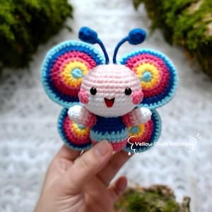 Buy 2 Get 1 Free, Colorful Crochet Butterfly Plushie, Cute Handmade Gift, Desk or Nursery Decor, Kids Toy, Amigurumi Insect, Custom Color