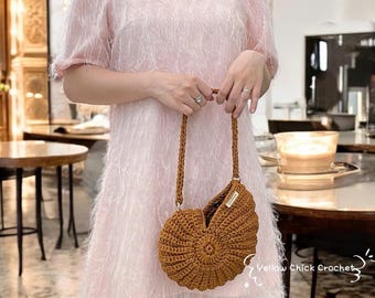 Handgefertigte gehäkelte Muscheltasche, Benutzerdefinierte Farben, einzigartiges Clamshell-Design, Optionen für kurze, lange Riemen, Reise, Strand, Dating Tasche, 2 Größe
