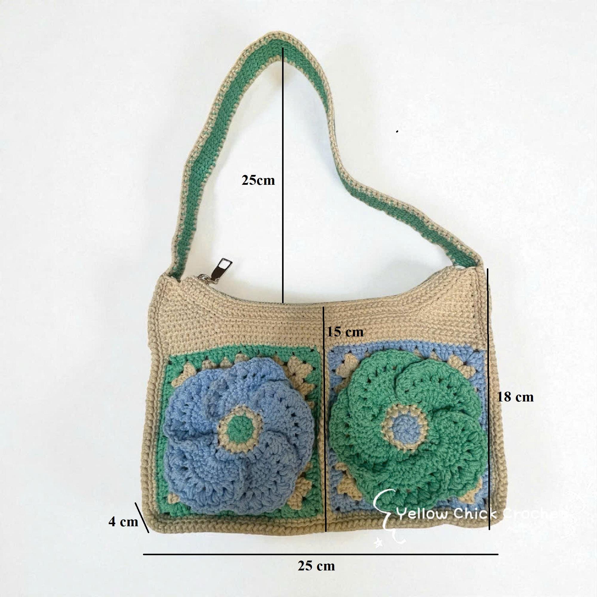 Handmade Crochet Hibiscus Flower Bag, Unique Floral Shoulder Purse