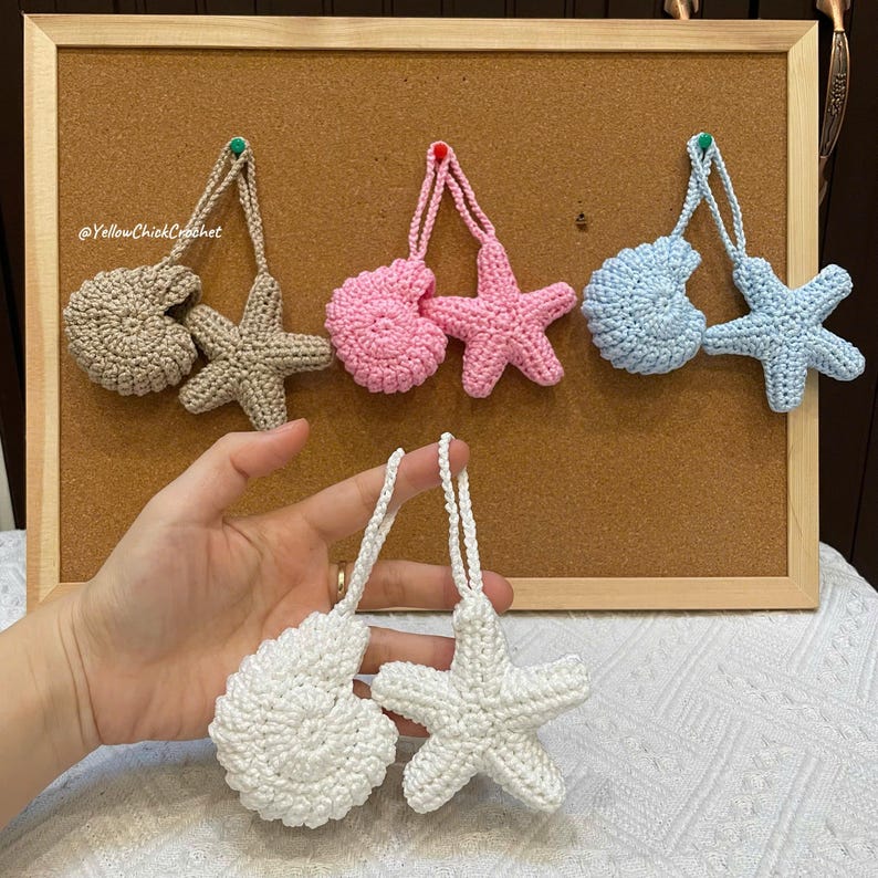 Handmade Crochet Seashell Bag, Custom Colors, Unique Clamshell Design, Short Long Strap Options, Travel, Beach, Dating Bag,Mother's Day Gift Seashell + Starfish