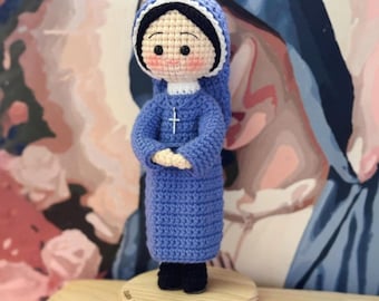 Muñeca de Monja de Ganchillo Personalizada: Regalo Católico Hecho a Mano, Regalo de Navidad, Muñeca Personalizada