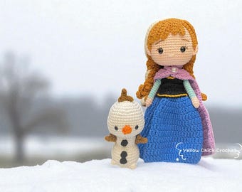 Muñeca Olaf de ganchillo: muñeco de nieve de Frozen de algodón hecho a mano, regalo de Pascua, regalo para niña, fan de Elsa, fan de Frozen, regalo de cumpleaños para niña