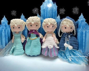 Crochet Princess Dolls, Elsa Doll, Handmade Elsa fan Gift, Handmade Frozen-Inspired Cotton Plushies, Gift for Girl, Birthday Gift for Girl