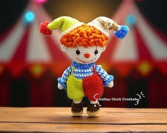 Handmade Crochet Clown Doll Keychain – Cute Amigurumi Halloween Decoration & Gift – 6 Inch Plush Toy, gift for kids, birthday gift