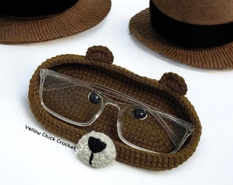 Soporte para gafas con forma de oso de ganchillo, soporte de algodón hecho a mano con forma de animal, ideal para amantes de los osos, regalo para el Día de la Madre, bandeja para gafas hecha a mano.