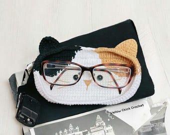 Cat crochet glasses holder, crochet case, crochet bear glasses case, animal crochet glasses, cat glasses stand, home decor, gift for mother
