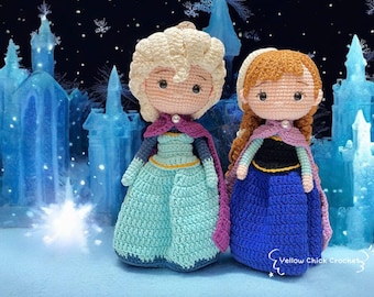 エルサ女王人形、かぎ針編みのプリンセス人形、美しい女の子のプリンセスぬいぐるみ、アナと雪の女王のぬいぐるみ、姉妹への贈り物、アナ王女人形