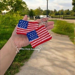 Buy 2 Get 1 Free - Crochet USA Flag Keychain – Handmade American Flag Bag Charm – 4th of July Gift – Patriotic Keyring–USA Pride Accessories