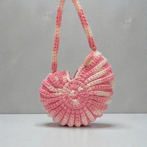 Handmade Crochet Seashell Bag, Custom Colors, Unique Clamshell Design, Short Long Strap Options, Travel, Beach, Dating Bag,Mother's Day Gift image 7
