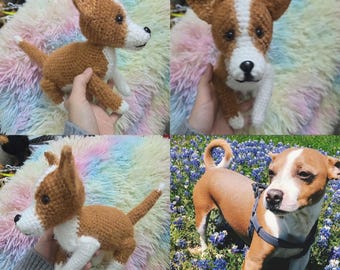 Aangepaste gehaakte hond: op maat gemaakte knuffelhond, op maat gemaakte gehaakte hond, op maat gemaakte knuffel, gepersonaliseerd huisdiercadeau, huisdiergedenkteken, knuffeldier