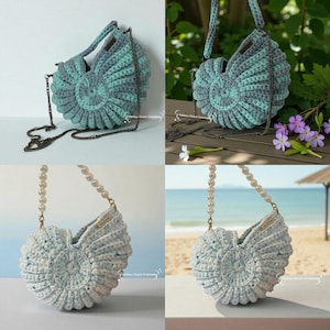 Handmade Crochet Seashell Bag, Custom Colors, Unique Clamshell Design, Short Long Strap Options, Travel, Beach, Dating Bag,Mother's Day Gift XL bag (multi-color)