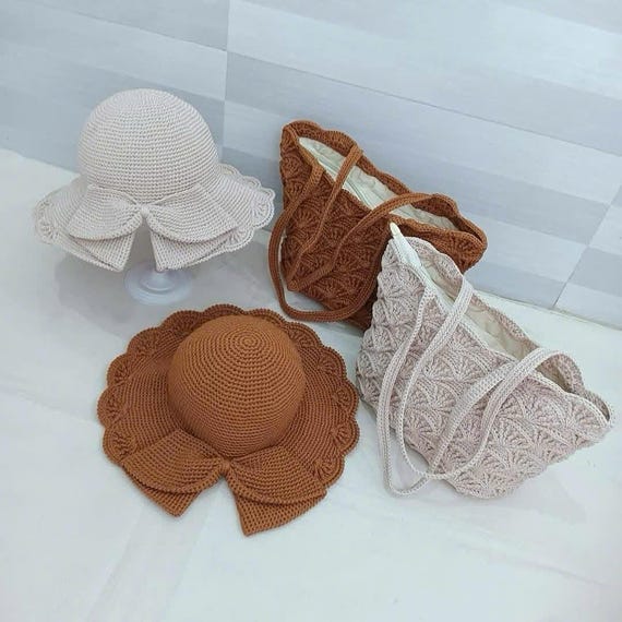 Crochet Summer Hat and Bag Set: Handmade Fan Petal Design