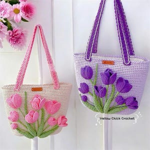 Tulpenblumentasche häkeln, Handtasche für Mädchen, Geschenk für Frau, Muttertagsgeschenk, Ostergeschenk, Häkeltasche, Sommertasche, Blumentasche