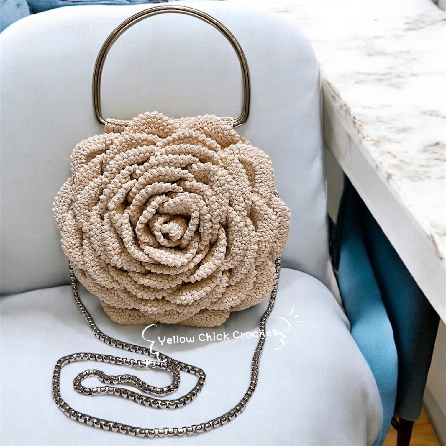 Elegante Rosen Tasche, Handgemachte Gehäkelte Handtasche, Pastell Geldbörse, Floral Top Griff Tasche, Vintage Stil, Muttertagsgeschenk, Ester Geschenk, Geburtstagsgeschenk