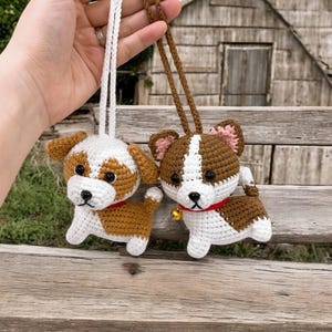 Buy 2 get 1 free - Cute Crochet Dog Keychain, Hanging Dog Bag Charm, Handmade Puppy Keychain, Dog Lover Gift, Crochet Dog Decoration