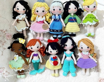 All Princess Crochet Doll, Amigurumi Princess Dolls, Princess Gift Toy - Snow White, Queen Ice...