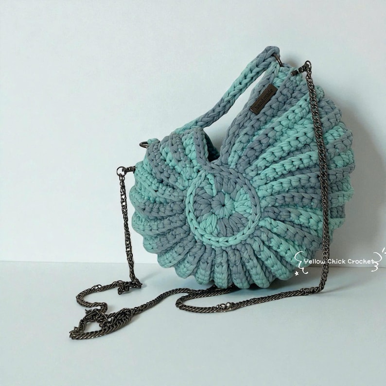 Handmade Crochet Seashell Bag, Custom Colors, Unique Clamshell Design, Short Long Strap Options, Travel, Beach, Dating Bag,Mother's Day Gift image 6