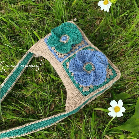 Handmade Crochet Hibiscus Flower Bag Unique Floral Shoulder
