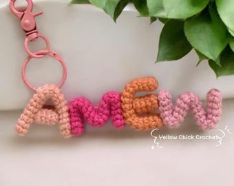 Custom Name Crochet Keychain, Personalized Amigurumi Letters, Colorful Handmade Gift for All Occasions, Birthday, Mother&#39;s Day, Easter Day