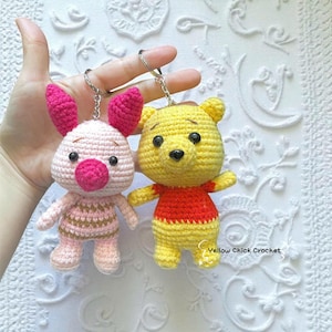 Koop 2 en ontvang 1 gratis: schattige gehaakte Winnie de Poeh en Knorretje - handgemaakte amigurumi-cadeauset, amigurumi-cadeaus voor kinderen, Disney-fans