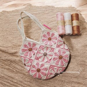 Tote bag, Crochet Granny square bag, handmade shoulder bag, daisy flower summer beach bag, mother day gift, easter gift