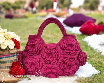 Bloom Flower Häkeltasche, handgefertigte Blumentasche, individuelle Farben, handgemachte Tasche, Muttertagsgeschenk, Geschenk für sie