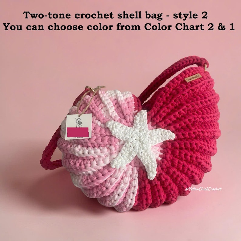 Handmade Crochet Seashell Bag, Custom Colors, Unique Clamshell Design, Short Long Strap Options, Travel, Beach, Dating Bag,Mother's Day Gift XL bag - Style 2