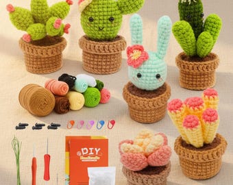 Crochet Flower Kit for Beginners | DIY Amigurumi Keychain Set | Cute Handmade Floral Charm Craft | Complete Starter Kit with Video