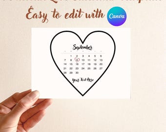 Heart Calendar PDF 2025 • Save the Date Printable • Wedding Anniversary Gift • 12 Month Love Calendar Template • 300 DPI Digital