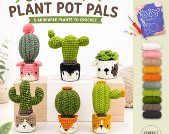 Cactus Crochet Kit for Beginners | DIY Amigurumi Plant Set | Cute Animal Pot Crochet Starter Kit | Handmade Craft Gift Supplies