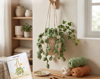 Crochet Potted Plant Kit | Beginner Hanging Basket Craft Set (Video Tutorial)