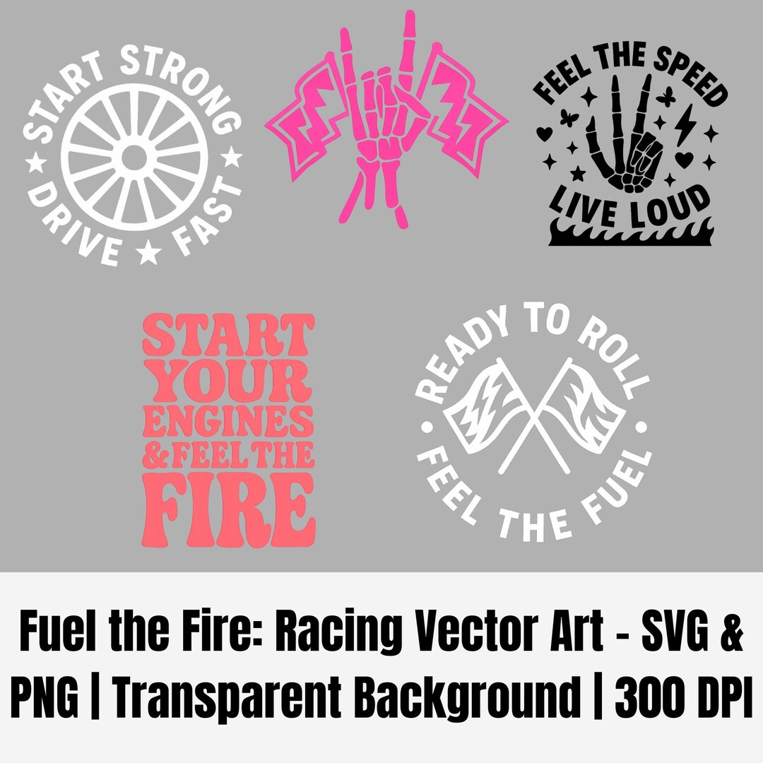 Racing Vector Art Pack – SVG & Transparent PNG | Instant Download | 300 ...