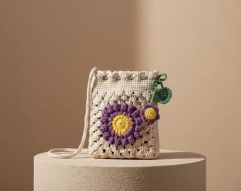 Beginner Crochet Kit Bag | DIY Yarn Starter Set | Small Handmade Purse Craft | Easy Crochet Project with Video Tutorial | Gift for Her