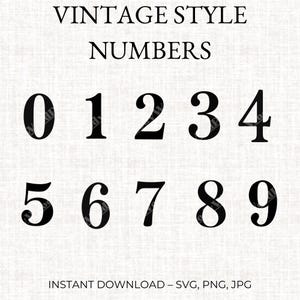Vintage Style Numbers – svg | png | jpg | 0–9 High Res 300 DPI Transparent, Minimalistic sticker, Numbers Stickers, Number Cliparts