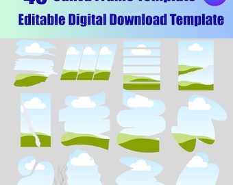 40 Canva Frame Templates – Editable Brush Stroke & Torn Paper Frames – 300 DPI PDF for DIY Designs and Social Media, Digital Frame Bundle