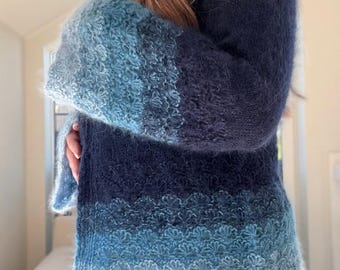 Cardigã Noite de Flores - Padrão de Tricô Floral em Mohair (PDF)