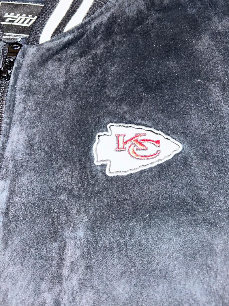 Vintage Kansas City Chiefs Suede Leather Varsity Jacket L Black NFL Sports EII image 9