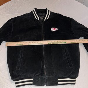 Vintage Kansas City Chiefs Suede Leather Varsity Jacket L Black NFL Sports EII image 7