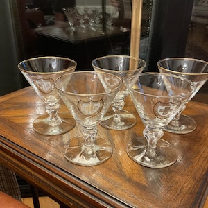 Set of 5 Vintage Swiss Cordial Glasses – Etched Shield with Cross – Mid-Century Switzerland Barware