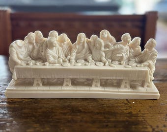 Vintage Italian Alabaster Last Supper Sculpture – Signed A. Giannetti