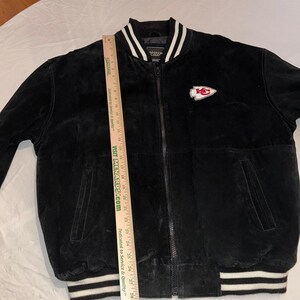 Vintage Kansas City Chiefs Suede Leather Varsity Jacket L Black NFL Sports EII image 8