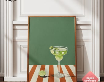 Margarita Poster, Cocktail Print, Bar, Kitchen Art, Margarita Lover Gift, Alcoholic Drink Poster, Vintage Cocktail Art, Apartment Aesthetic