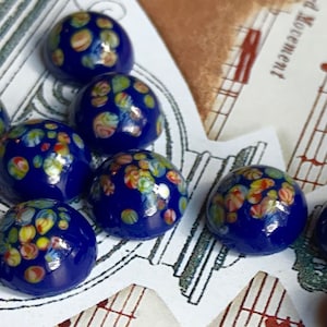 Vintage Millefiori Cabochons,Glass Millefiori Lot Japan Colorful 10mm