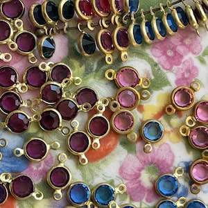 Vintage Glass channel set Swarovski chatons! Set in double looped or single looped brass connector.