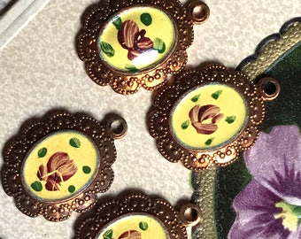 Vintage Enamel Charms, Guilloche