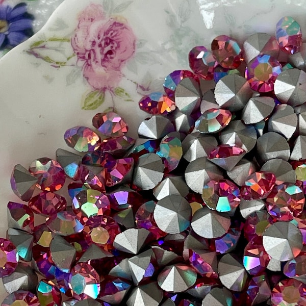 5mm Rose Aurora Borealis stones, Austrian Crystal,  Silver foil back, 20pcs, VINTAGE