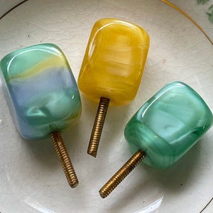 Vintage Purse knob, glass Moonstone with screw (1) ea.