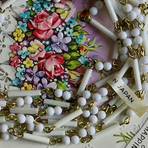 Vintage Beaded Chain, White Chain, Retro Chain Connectors, Bracelet Chain, white beaded chain, vintage, shabby chic, Cottage chic #B211B