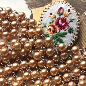 Vintage glass Beaded Chain, Pearl