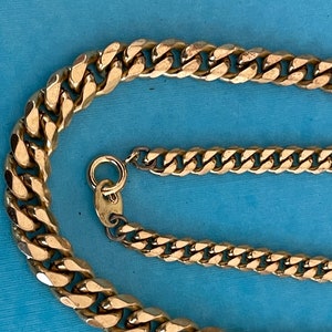 Vintage Mens Heavy Brass Flat Curb necklace